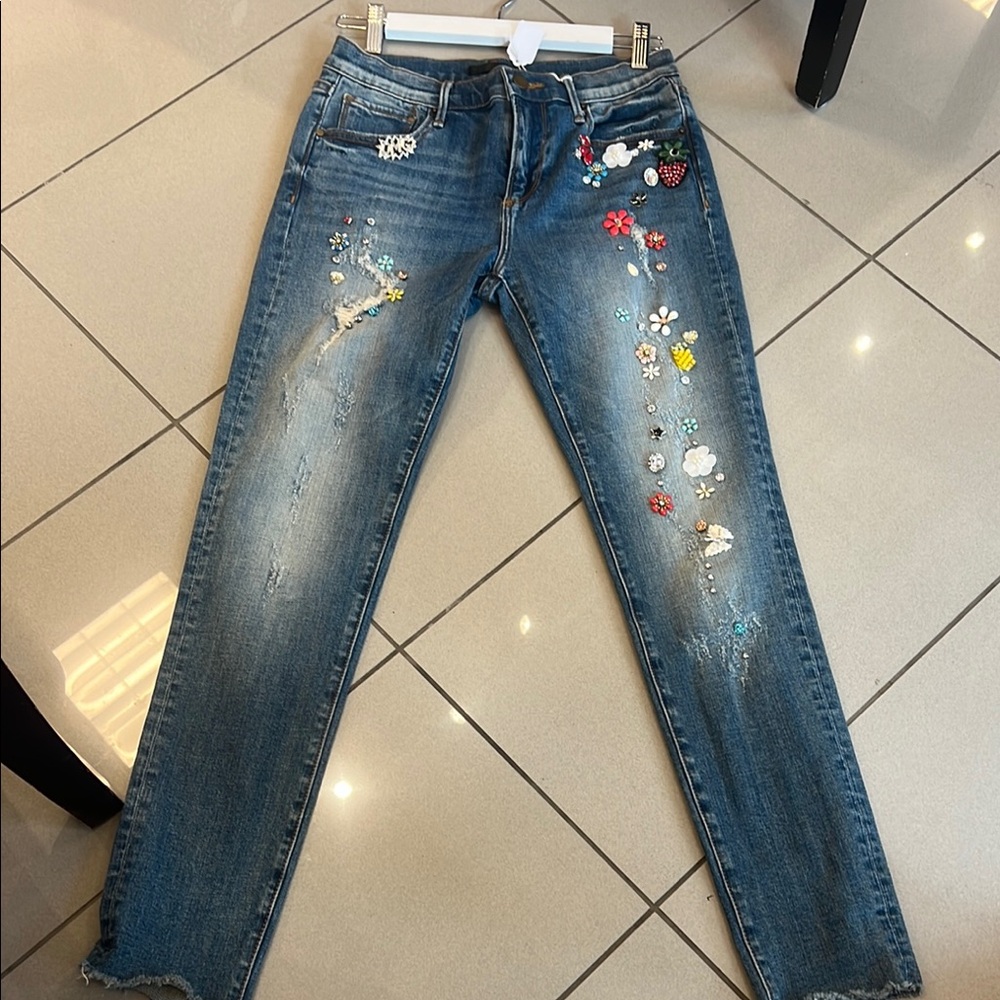 Embellished Blue Women's Skinny Jeans